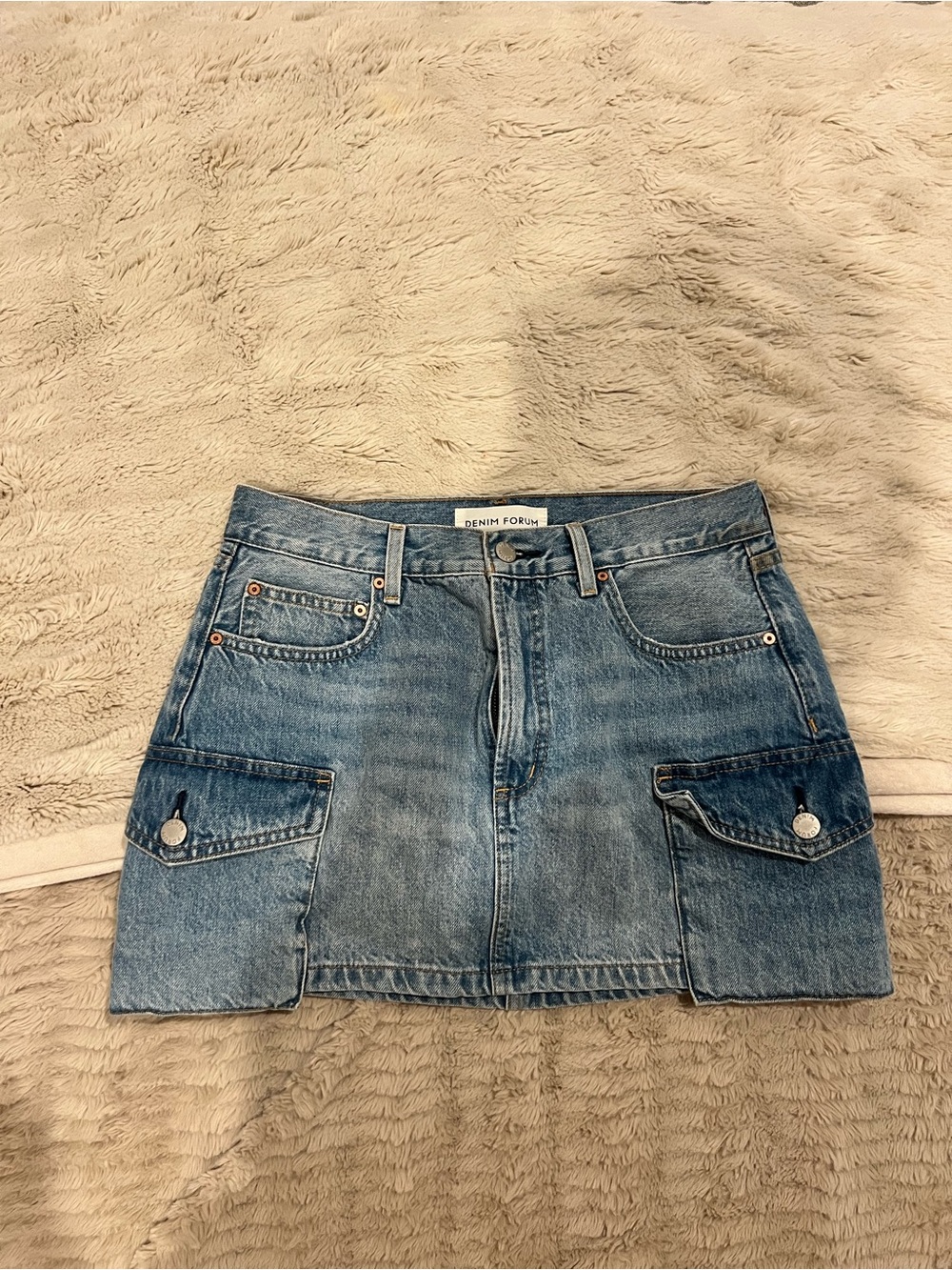 Denim Forum light blue denim cargo mini skirt